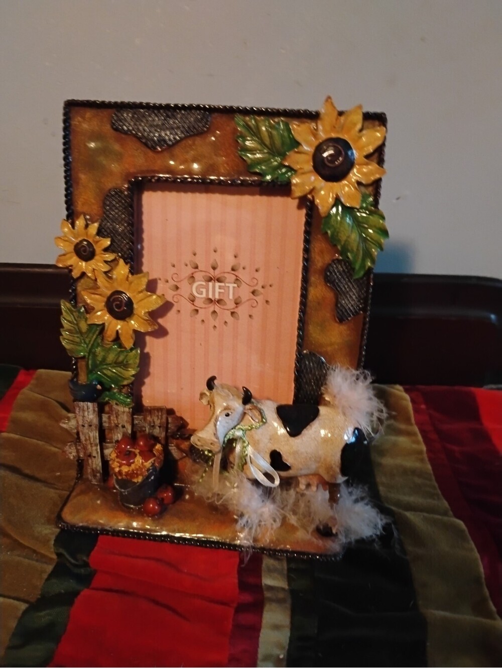 Decorative Cow and Sunflower Themed Photo Frame